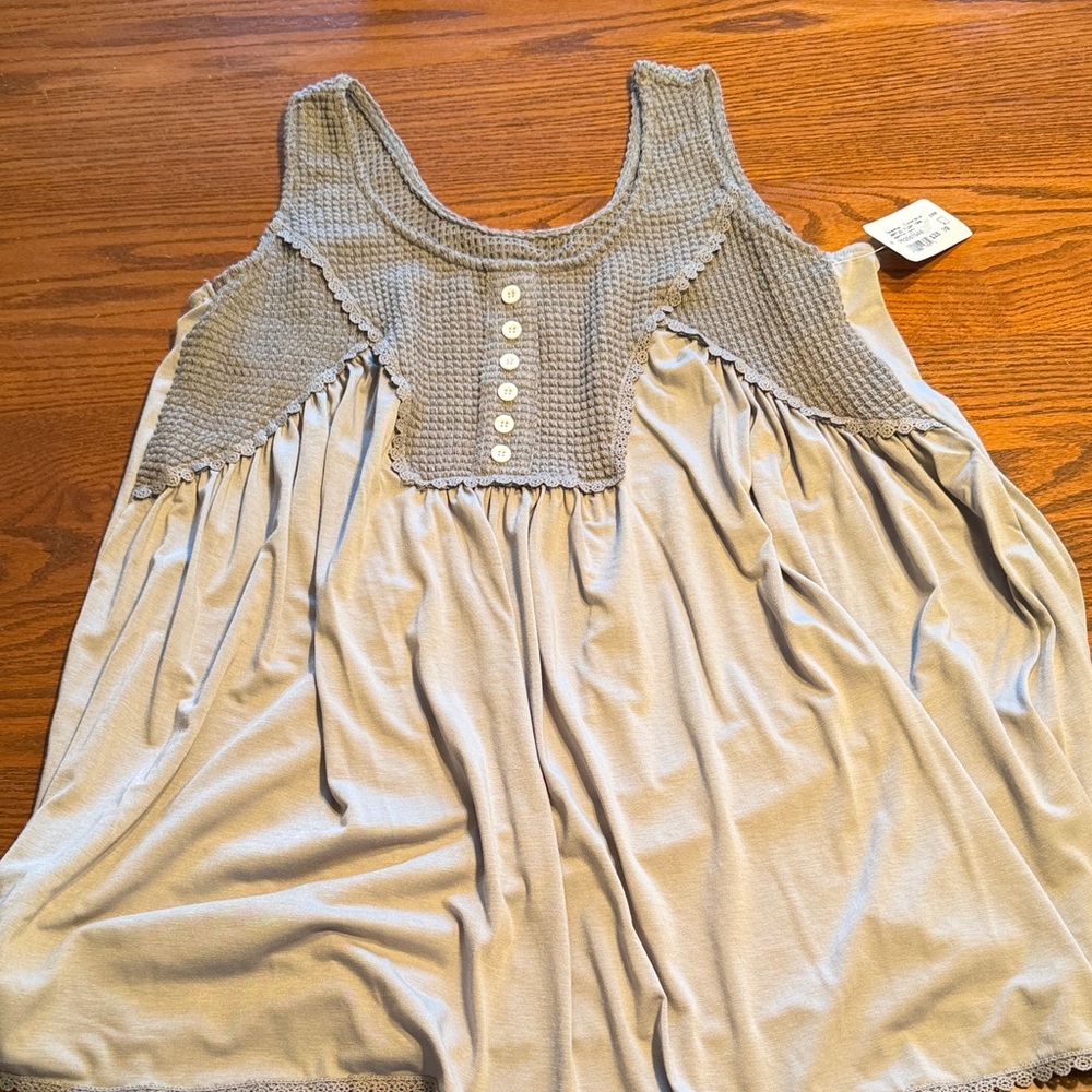 Cowpokes boutique flowy waffle tank top size large NWT #256